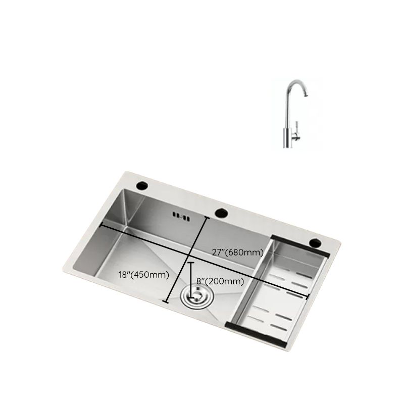 Modern Workstation Sink Stainless Steel with Basket Strainer and Faucet Kitchen Sink