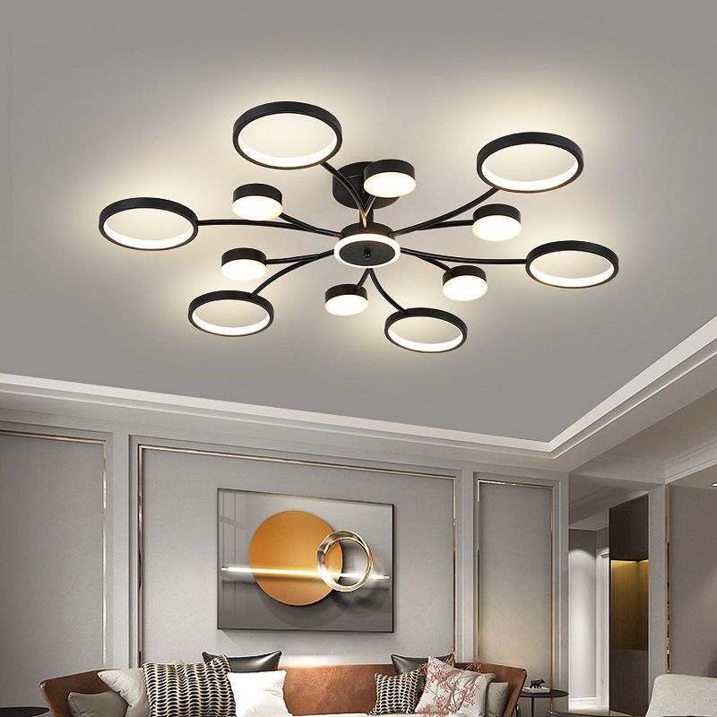 Modern Round Flush Ceiling Lights Metal Multiple-Light Ceiling Lighting