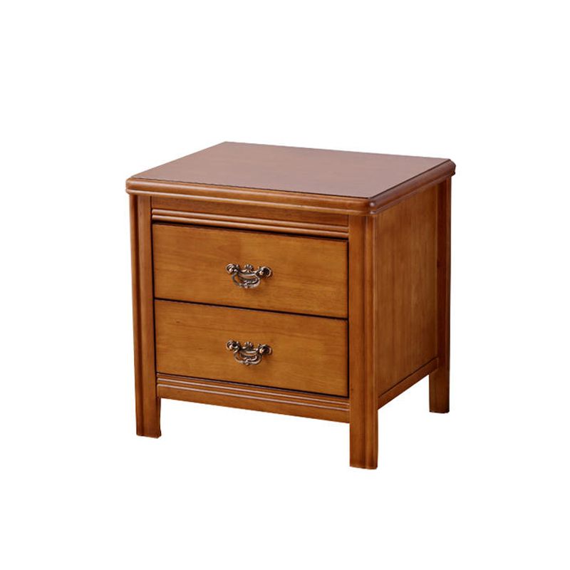 Traditional Wood Accent Table Nightstand 19.68" Tall 2 Drawers Bed Nightstand