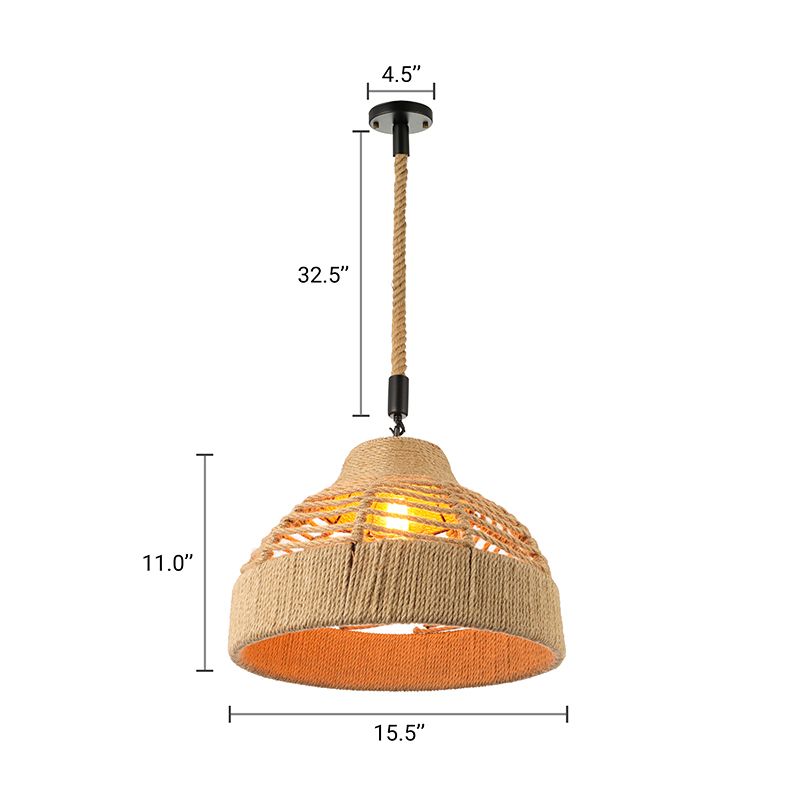 Cuerda acampanada/tazón de jaula luz colgante de la luz industrial 1 cabeza de restaurante de la cabeza en beige