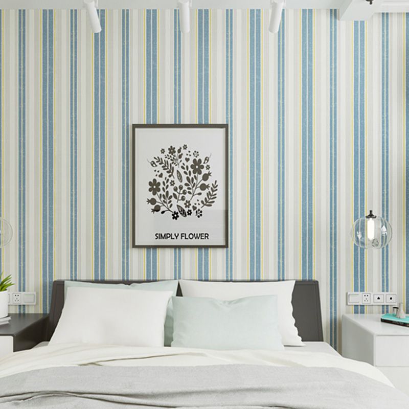 Vertical Stripe Wall Covering for Bedroom Decoration Modern Wallpaper in Blue, 33 ft. x 20.5 in