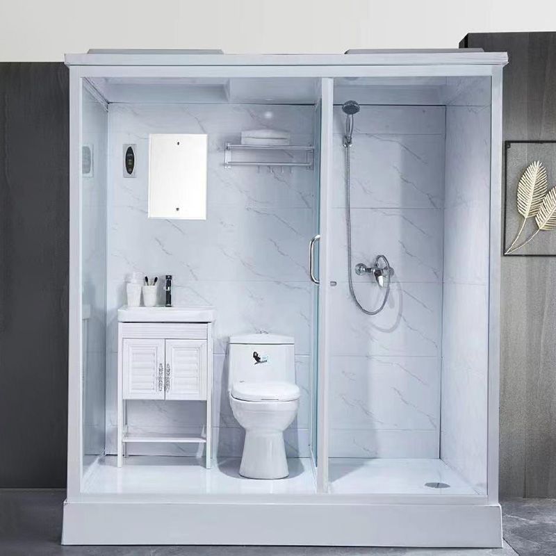 Rectangular Frosted Glass Shower Enclosure Single Sliding Framed Shower Enclosure