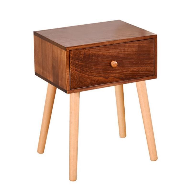 Modern 18 Inch H Nightstand Solid Wood 1-Drawer Night Table with Legs