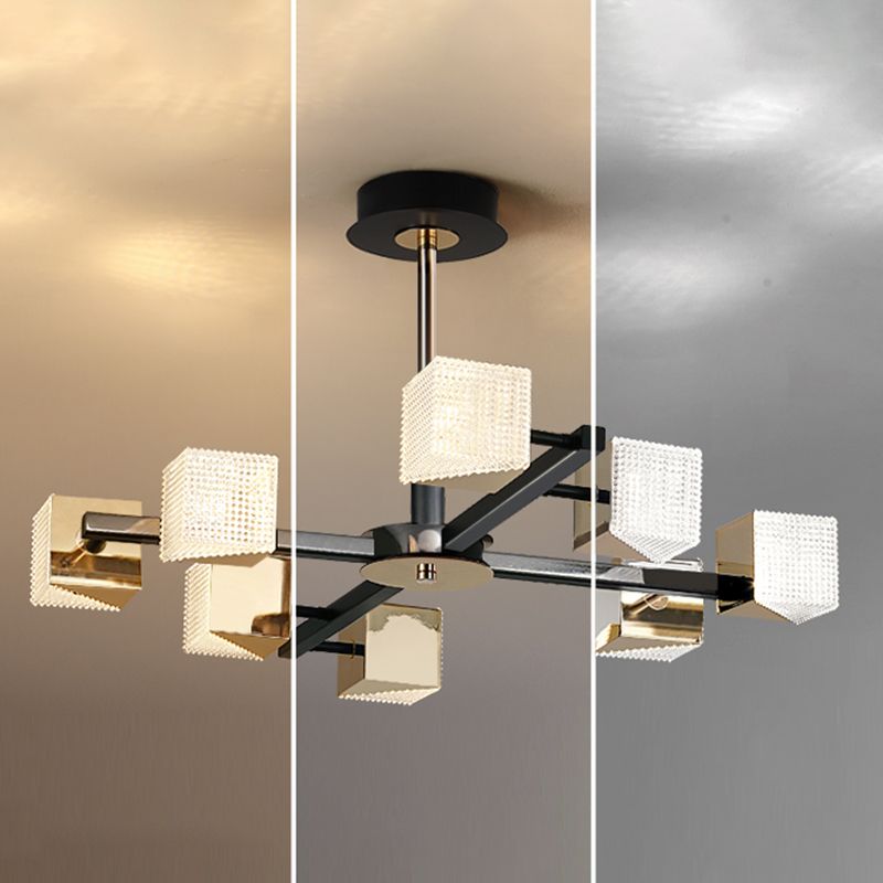 Modern Cube Chandelier Metal Black Multi Light Chandelier Pendant for Dining Room