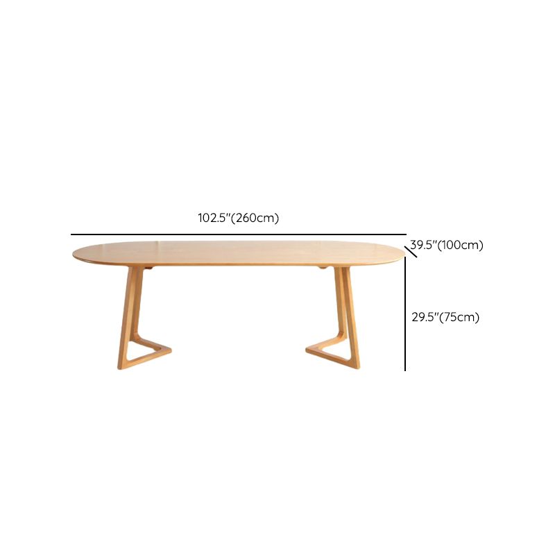 29.25-inch H Industrial Office Desk Solid Wood Oval Writing Desk