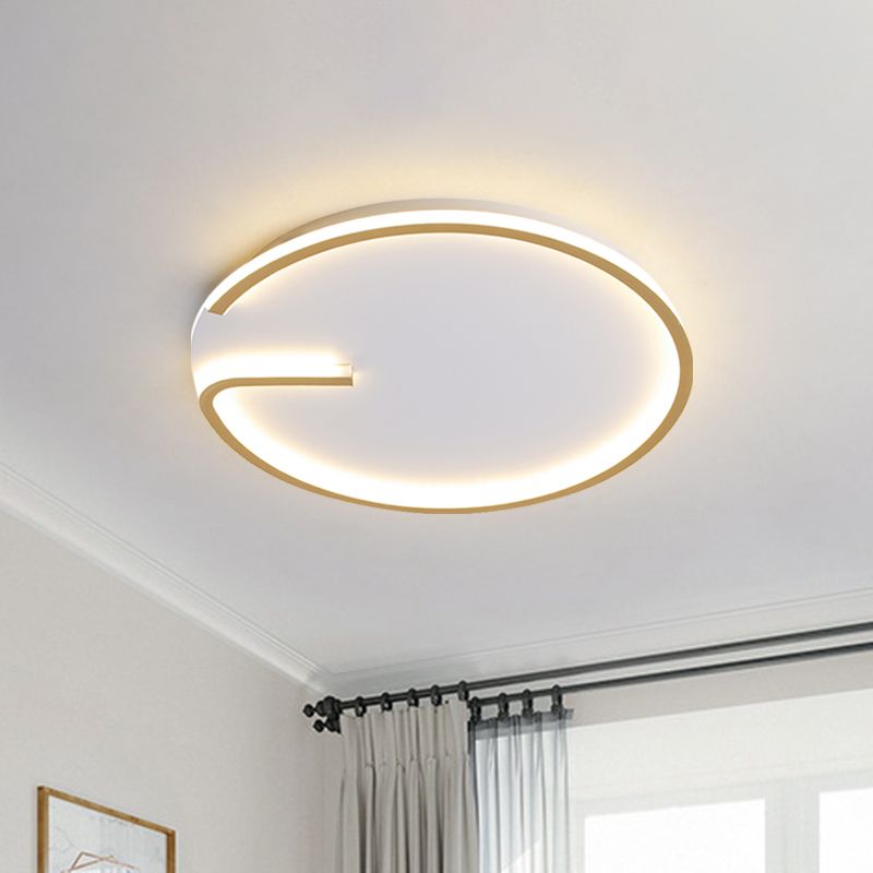 Round Bedroom Flushmount Lighting Acrylic 16"/19.5" Dia LED Modern Flush Mount Lamp in White with G-Pattern, Warm/White Light