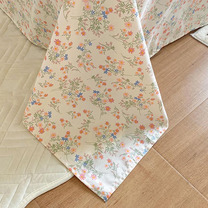 Floral Bed Sheet Set Modern Print Cotton Fitted Sheet for Bedroom