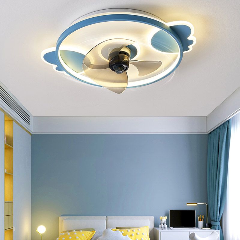 Dessin animé Ventilateur de plafond circulaire lumière acrylique enfants chambre à lad la LED de plafond de plafond