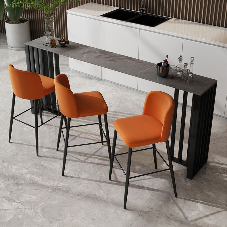 Modern Style Bar Table 42-inch Height Stone Top and Black Base Bistro Table