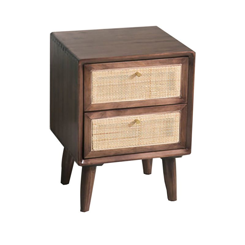 2 Drawers Rattan Nightstand Contemporary Bedside Cabinet ,21.3" Tall