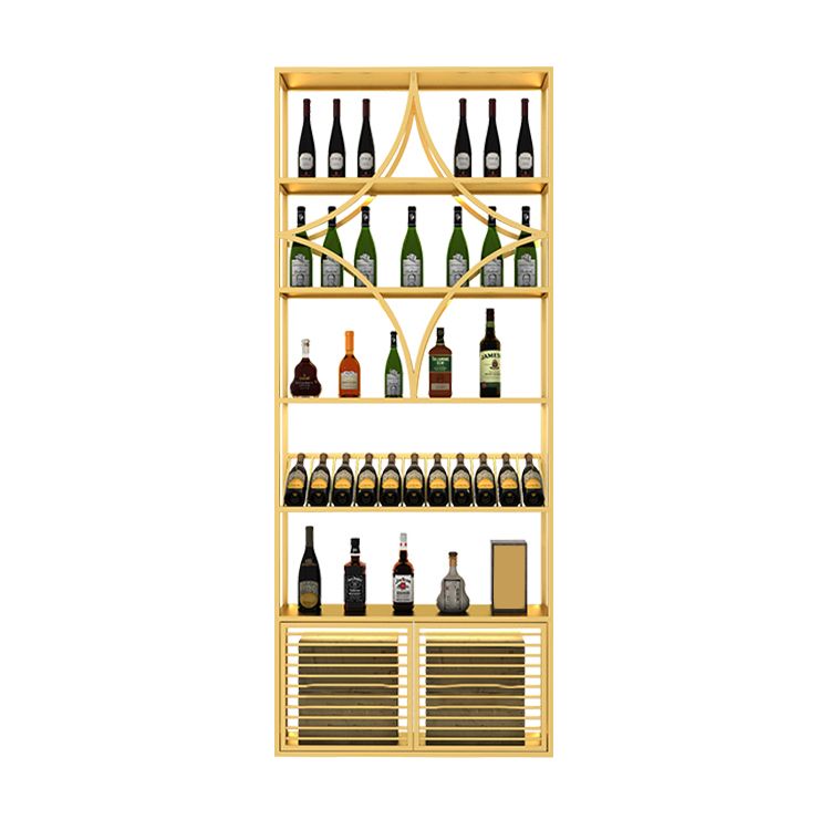 Glam Floor Wine Bottle Holder Metal Single Wine Rack in Gold/Black