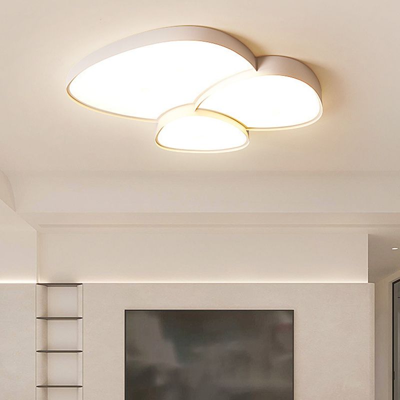 2/3-Light White Modernism Flush Mount Lighting LED Statement Ceiling Light for Foyer