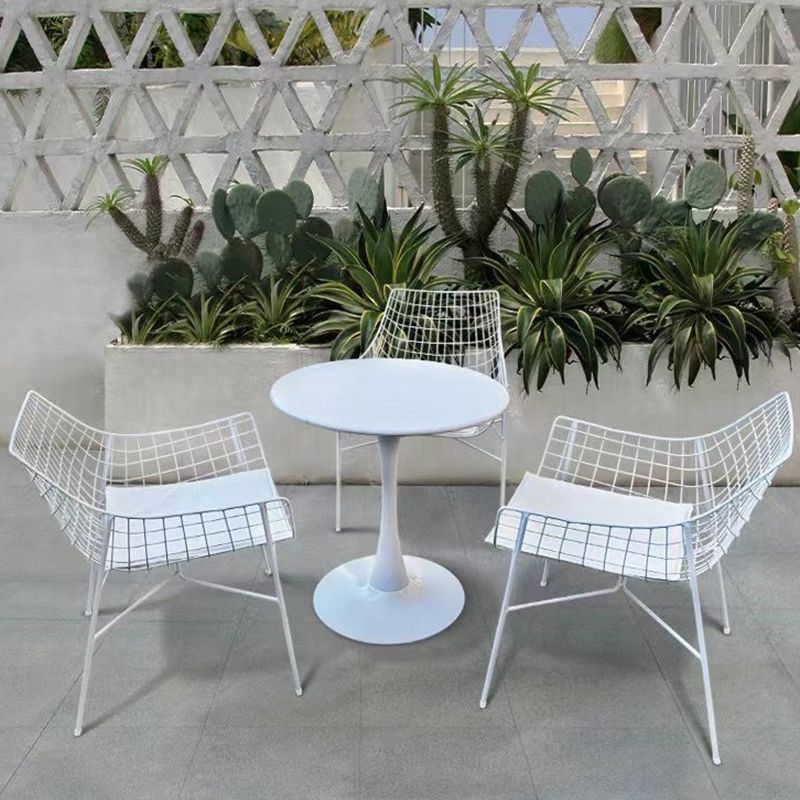 Modern Dining Side Chair Metal Removable Cushion Outdoor Bistro Chairs