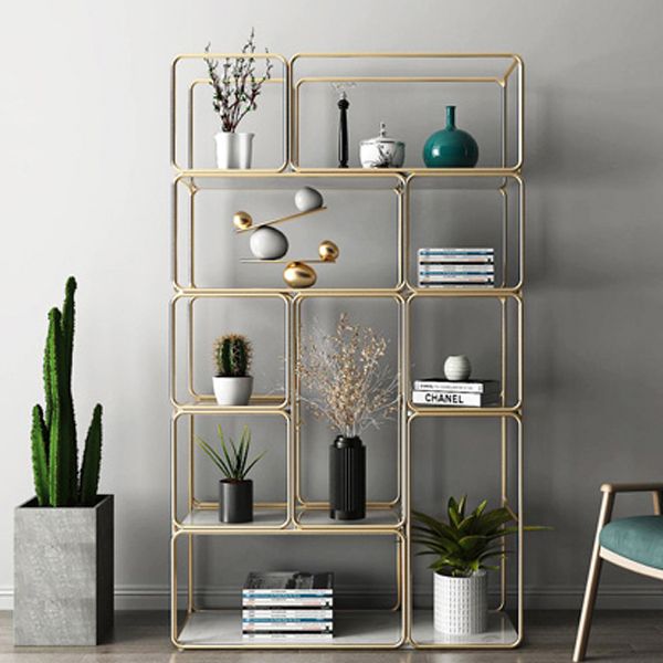 Glam Style Metal Bookshelf Etagere Shelf Bookcase for Home Office