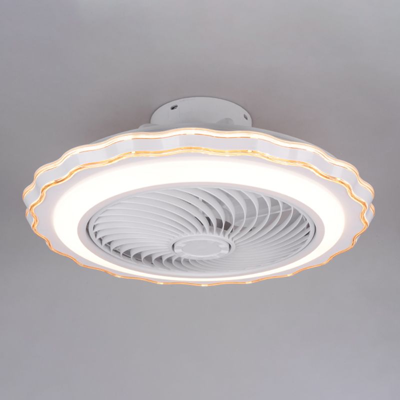 Scalloped Semi Flush Ceiling Fixture Modern Acrylic Bedroom LED Fan Light