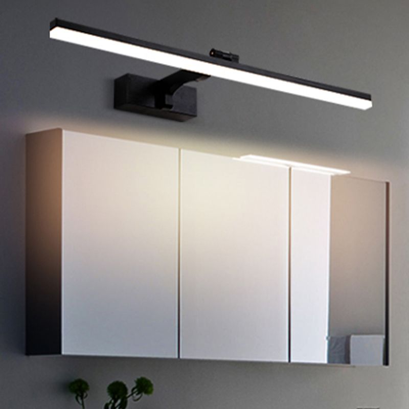 Postmodern Aluminum Vanity Light Straight 1 Light Mirror Light in Black for Bathroom