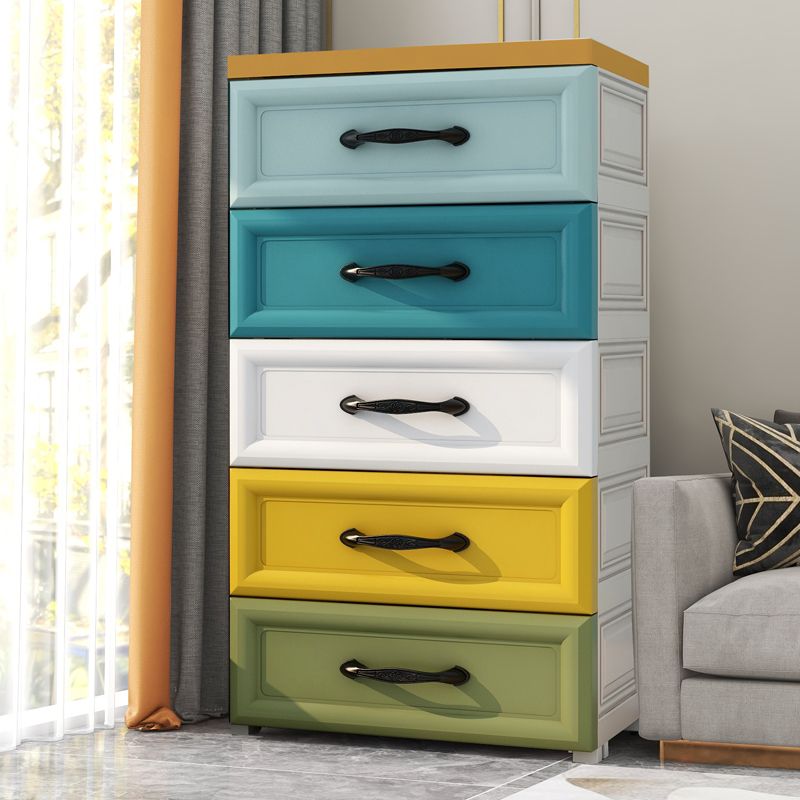 Modernism Vertical Kids Nightstand Plastic Nursery Dresser for Bedroom Home