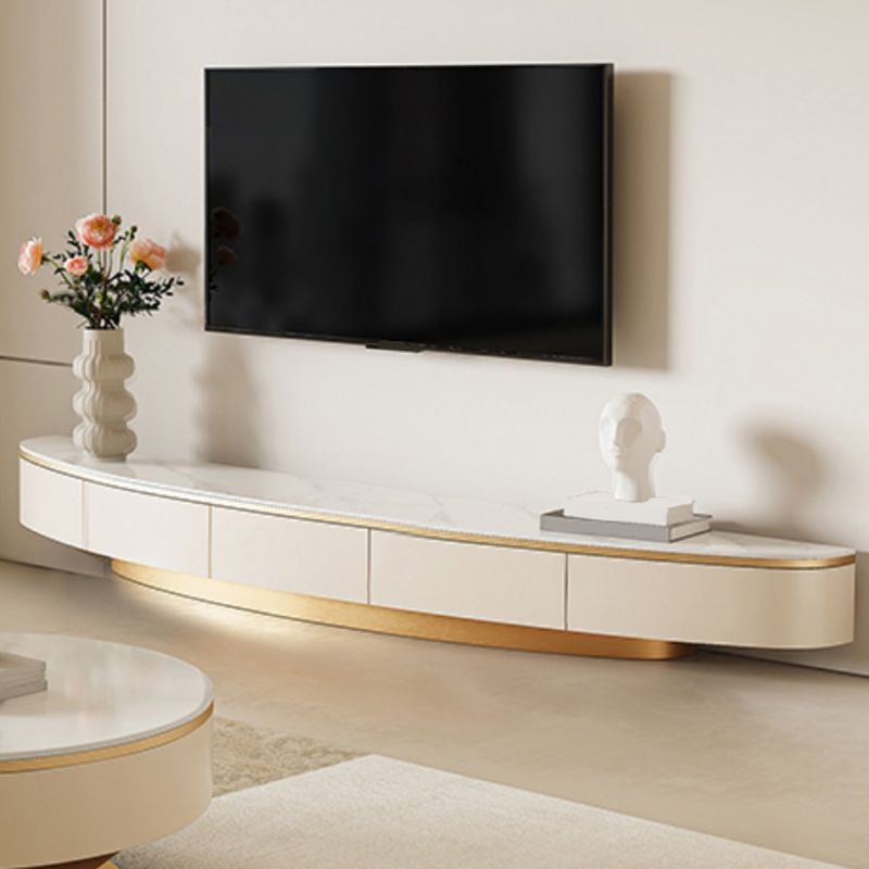 Modern TV Console Stone Media Console TV Stand with 3 Drawers