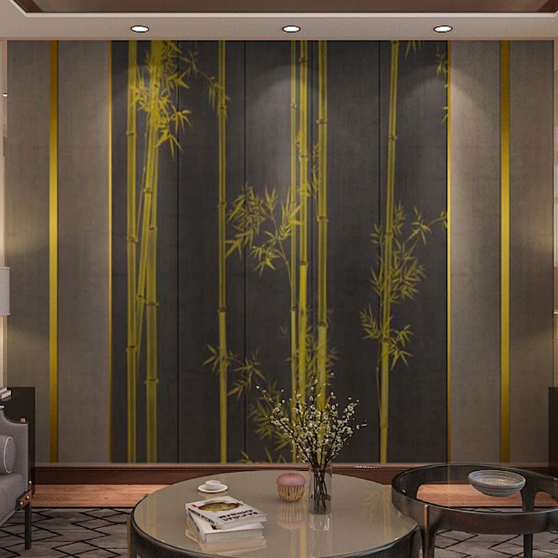 Minimalist Bamboo Wall Art for Coffee Shop, Extra Large Wall Mural in Green
