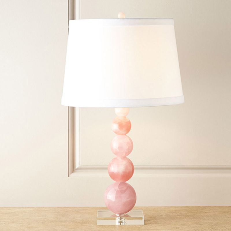 Contemporary 1 Bulb Nightstand Lamp Pink Barrel Reading Book Light with Fabric Shade