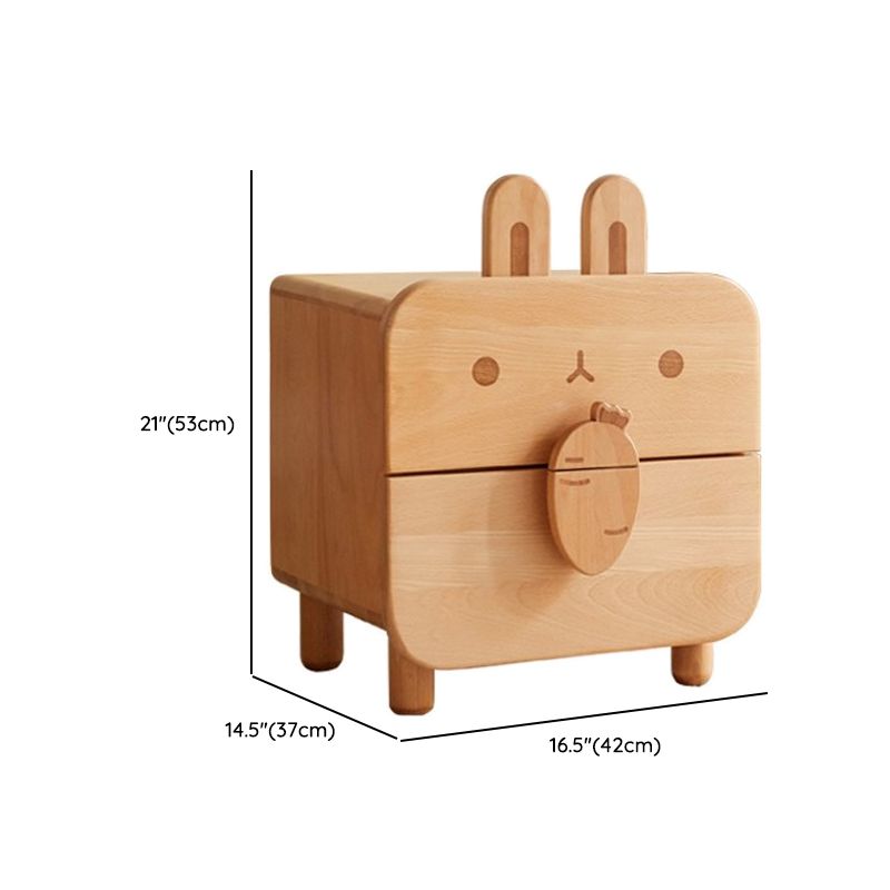 2 Drawer Standard Nightstand in Brone Solid Wood Kids Bedside Table