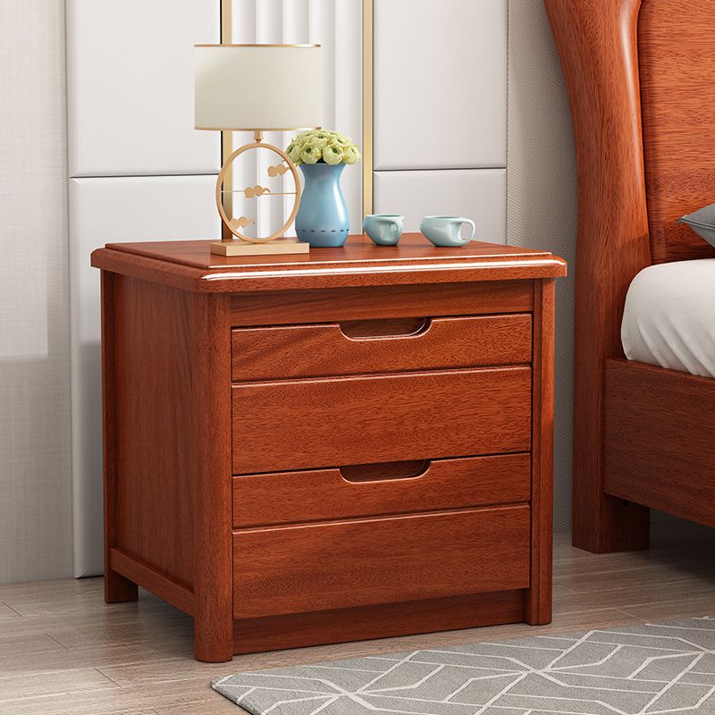 Solid Wood 20" Bed Nightstand 2-Drawer Walnut Modern Night Table