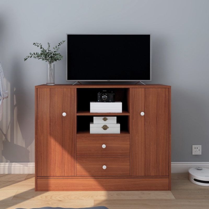 Contemporary Media Console Engineered Wood TV Stand Console with Doors