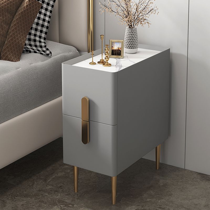 Contemporary Rectangular Bedside Cabinet with 2 Drawers for Bedroom