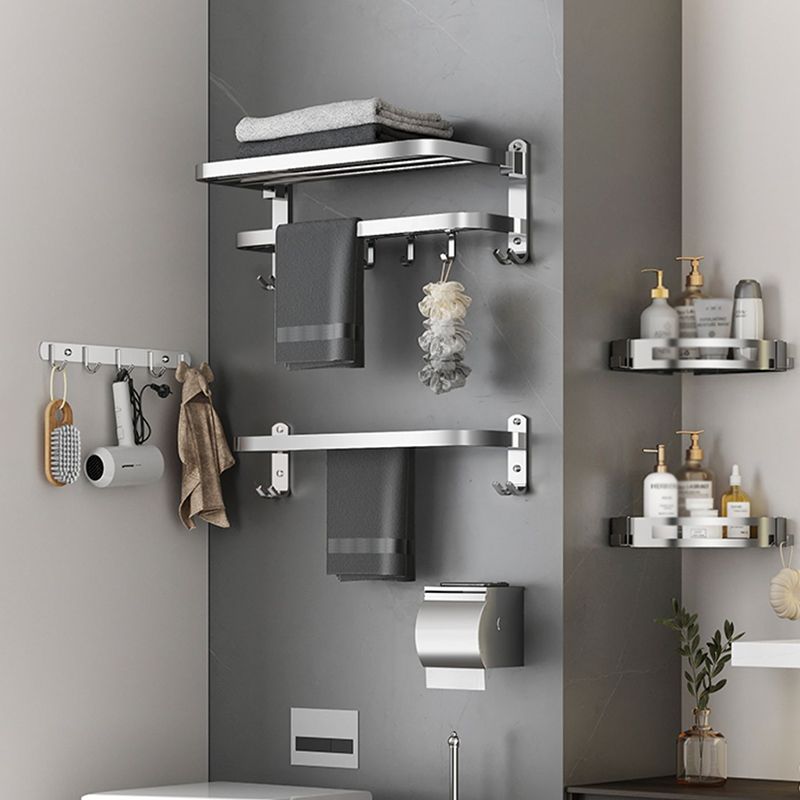 Contemporary Polished Chrome Bathroom Accessory Set with Towel Bar & Bath Shelf