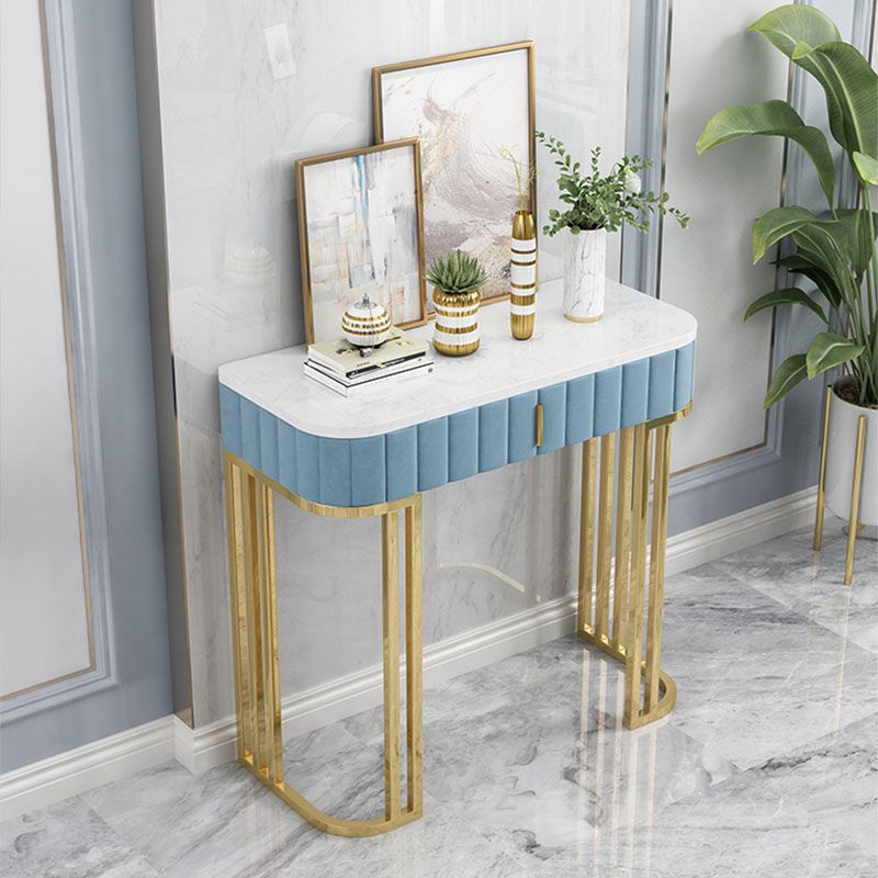 Glam Marble Console Table 14" W Half Moon Console Accent Table for Hall