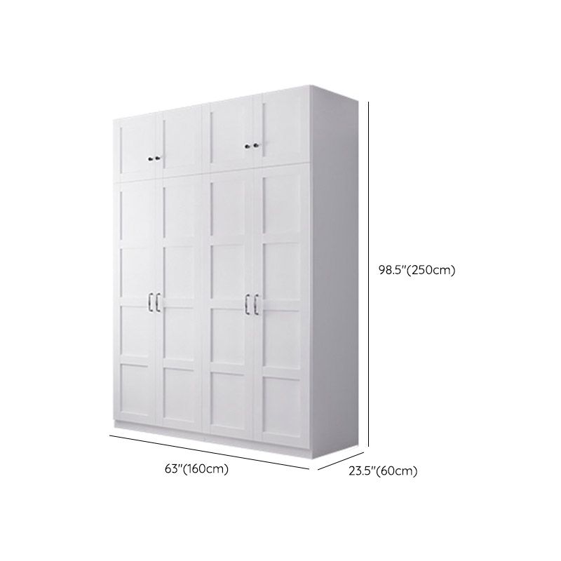 White Wardrobe Closet with Garment Rod Manufactured Wood Youth Armoire