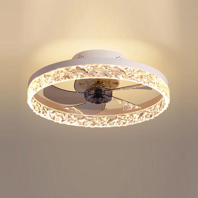 Single Black/White/Brown Ceiling Fan Lamp LED Acrylic Ceiling Fan Light for Living Room