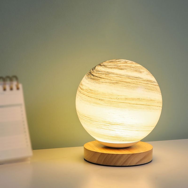 Modern Style Table Lamp 1-Light LED Desk Lamp with Glass Shade for Living Room