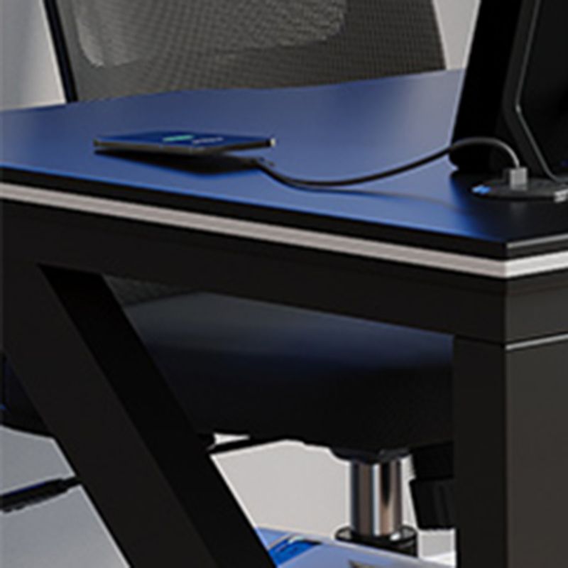 Contemporary Wooden Office Desk Rectangle Computer Desk with Metal Base