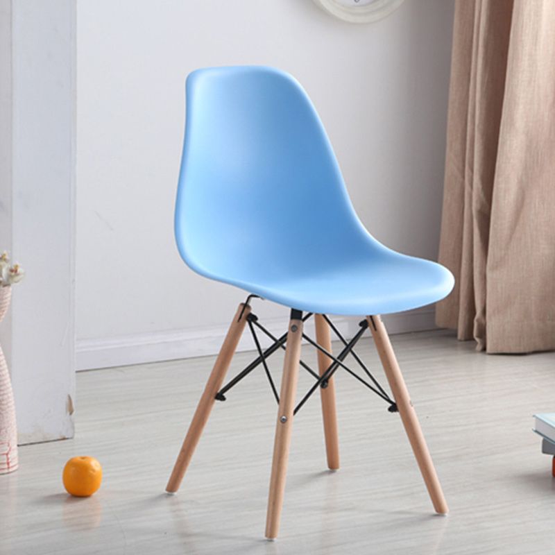 Wood Scandinavian Armless Chair Solid Back Kitchen Dining Room Chair