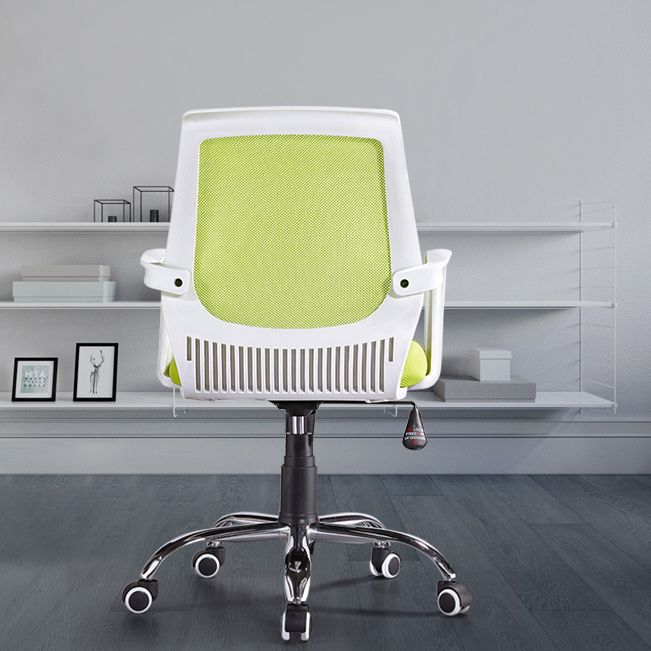 Contemporary Arm Chair Green Fixed Arms Adjustable Seat Height Office Chair