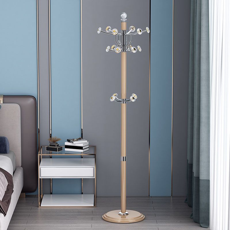 Contemporary Coat Rack Free Standing Coat Hook Metal Hall Stand with Round Base