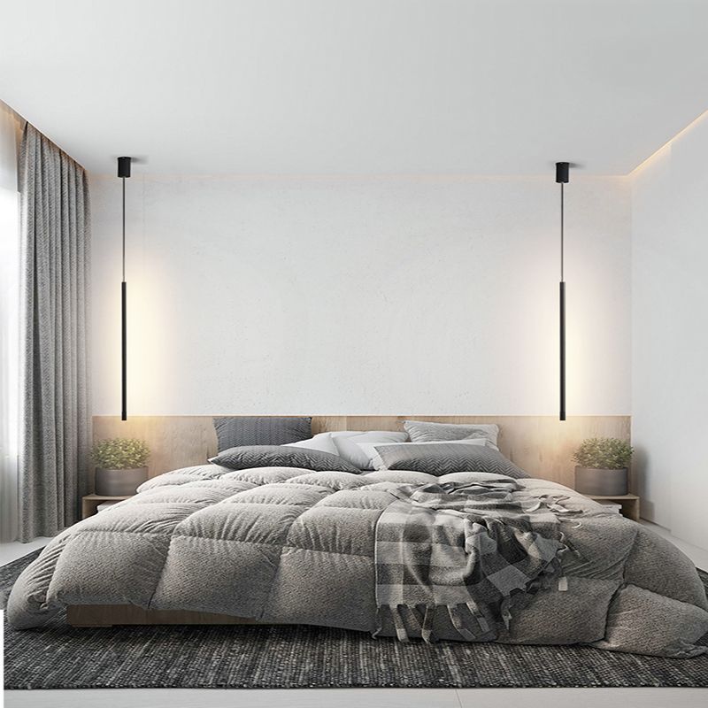 Minimalist Aluminum Pendant Light Strip LED Hanging Pendant for Bedroom