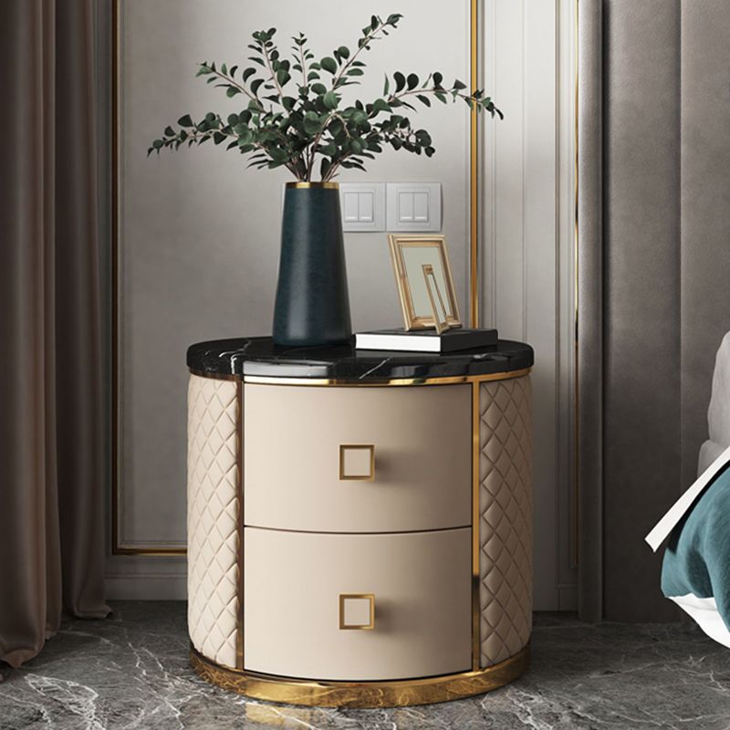 Modern Accent Table Nightstand Antique Finish Bedside Cabinet with Drawers