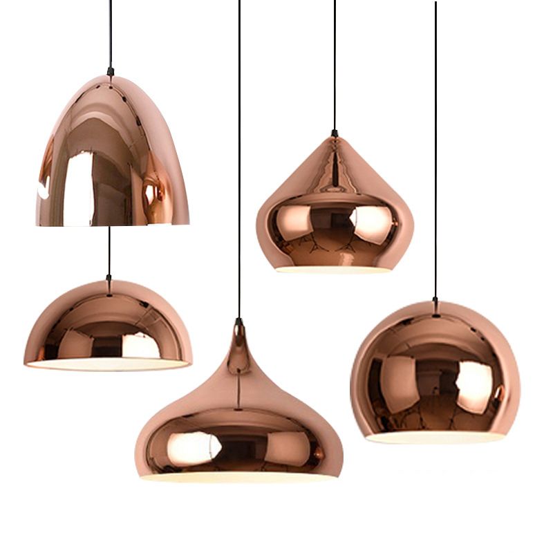 Kit de lumière pendentielle ombragée en métal moderne en or rose suspendu luminaire pour salle à manger