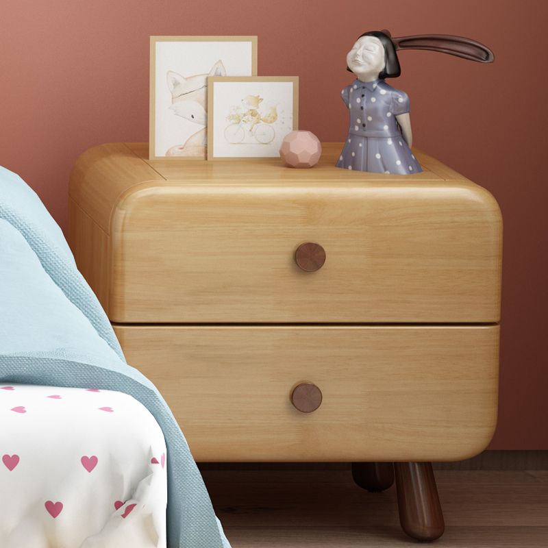 Natural Kids Bedside Table Modern Minimalist End Table with Drawers