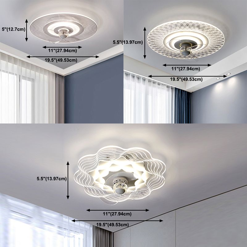 Modern Style Ceiling Fan Lamp LED Ceiling Mount Light with Acrylic Shade for Living Room