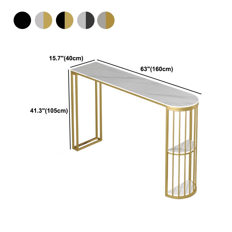 Marble Patio Bar Table with Specialty Table Top Double Pedestal Table - 41.3" H