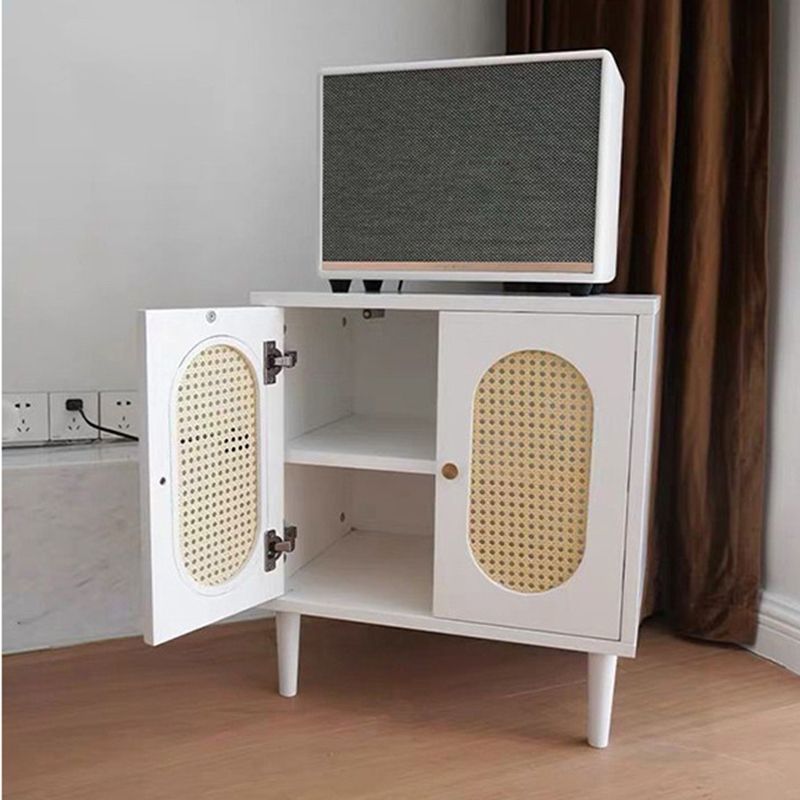 Contemporary Lower Shelf Nightstand Rattan Bedside Cabinet for Bedroom