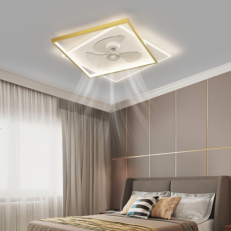 Golden/Black Contemporary Ceiling Fan Lamp LED Ceiling Fan Light for Bedroom