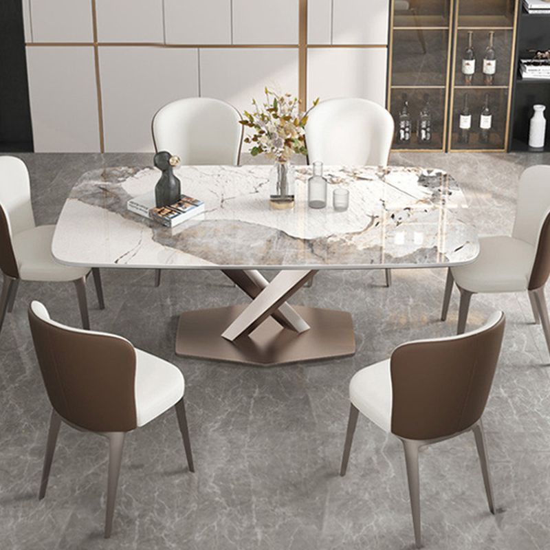 Modern Kitchen Sintered Stone Dining Set Rectangle Shape Standard Dining Set with 4 Legs Base