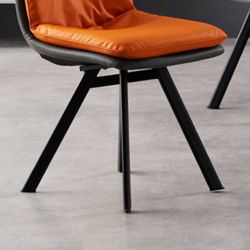 Contemporary Style Upholstered Dining Side Chair with Metal Base