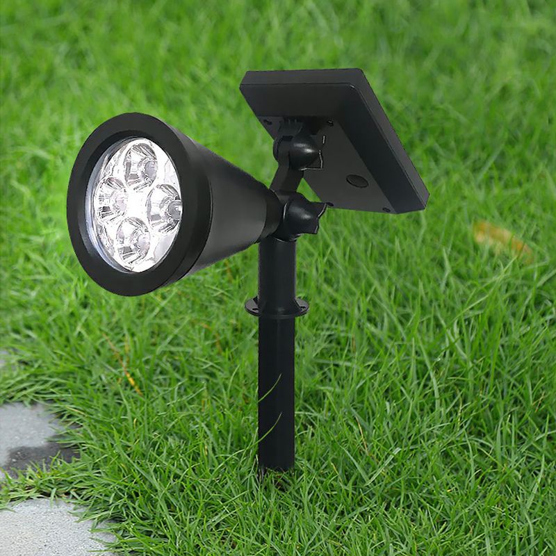 Plastic Cone Shaped Solar Stake Lamp Contemporary Black LED Path Light with Adjustable Design