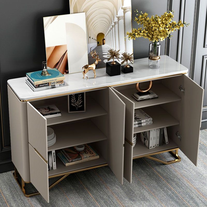 Glam Buffet Table Stone Sideboard Table with Legs for Kitchen