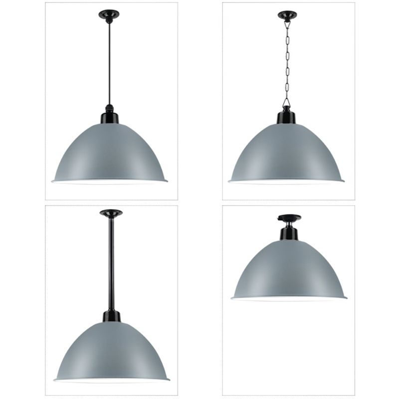 Macaron Dome Shade Pendant Light 1 Head Metallic plafond Suspension Lampe pour salle à manger